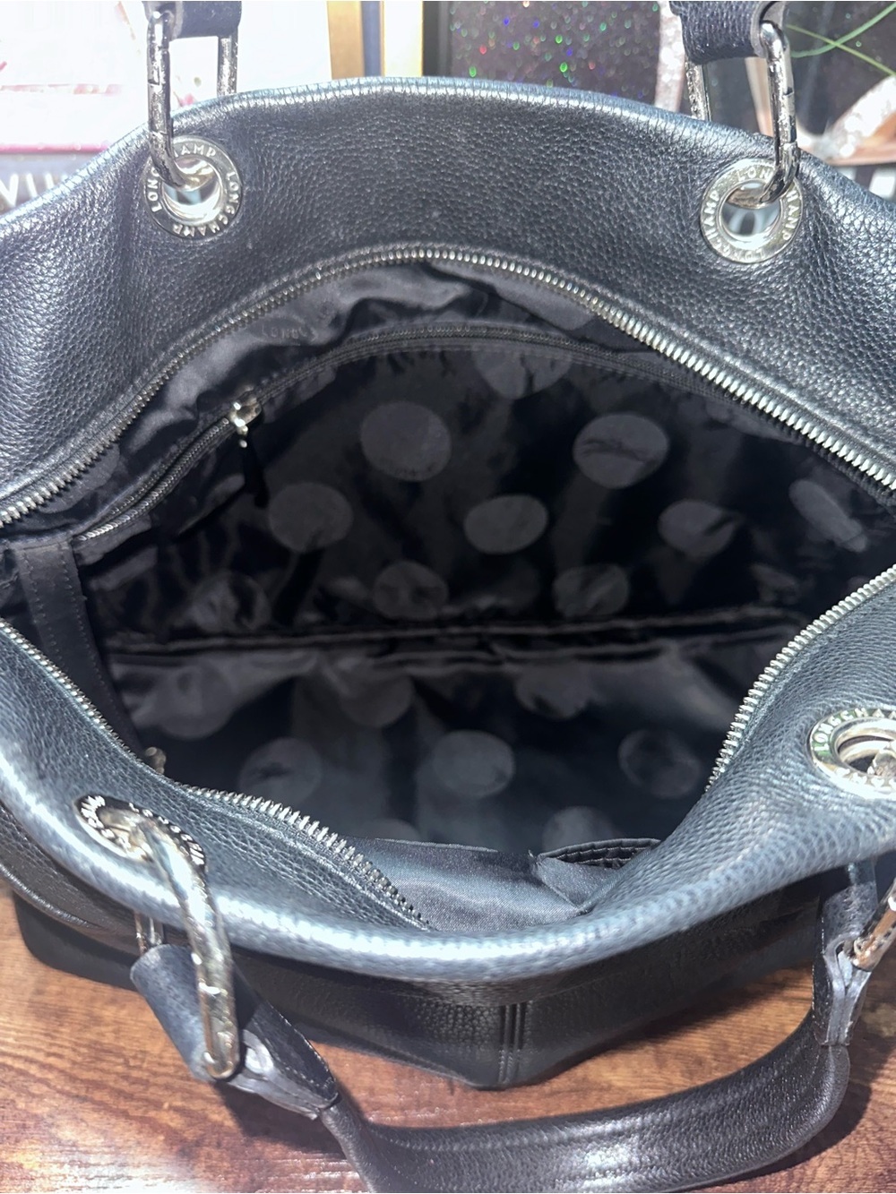 Longchamp Black Pebbled Leather Tote Bag - Picture 11 of 15
